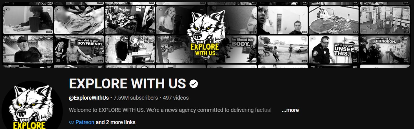 Explore With Us is a large true crime and documentary YouTube channel
